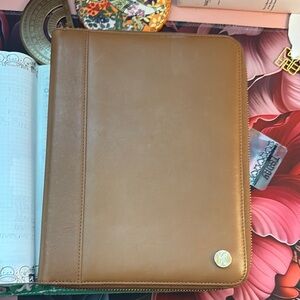 Brown Leather Zippered Portfolio